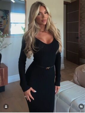 Fashionnova Black Long Sweater Dress